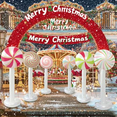 Yousheng Inflatable Candy Cane Christmas Lollipop Decor 47.2 Inch PVC Outdoor Indoor Party Decoration Festive Photo Prop for Yard Home Store