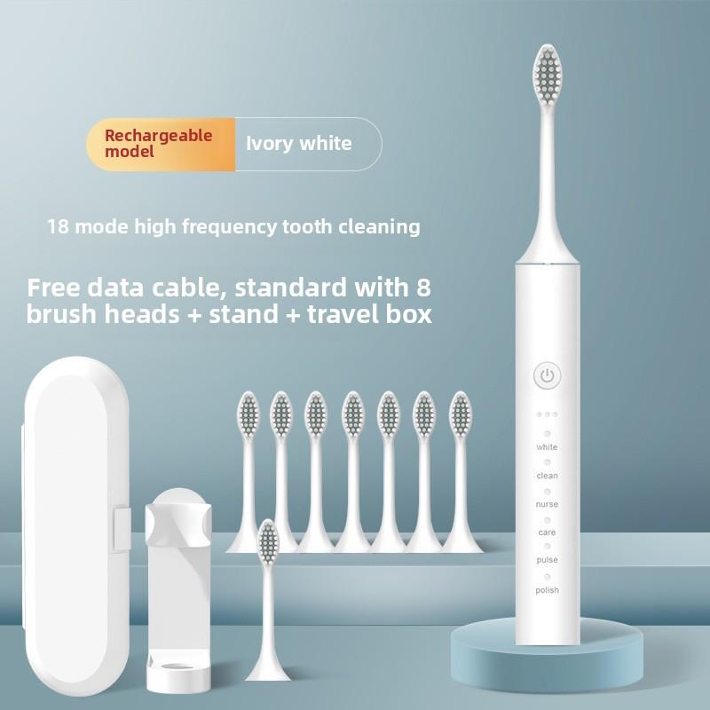 Elektryczny Zestaw Szczoteczek do Zębów Metalowy Trzonek 18-biegowy Dla Dorosłych Jasny Biały Automatyczne Ładowanie Wodoodporna Soniczna Miękka Włosie Szczoteczka dla Pary