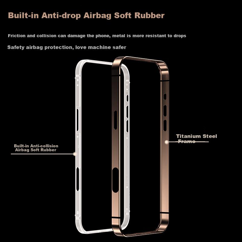 Alloy Frame | Magnetic Rotating StandIPhone 16 Pro Max Case, IPhone MagSafe Compatible, Ultra-Thin Metal Shockproof Frosted - Titanium