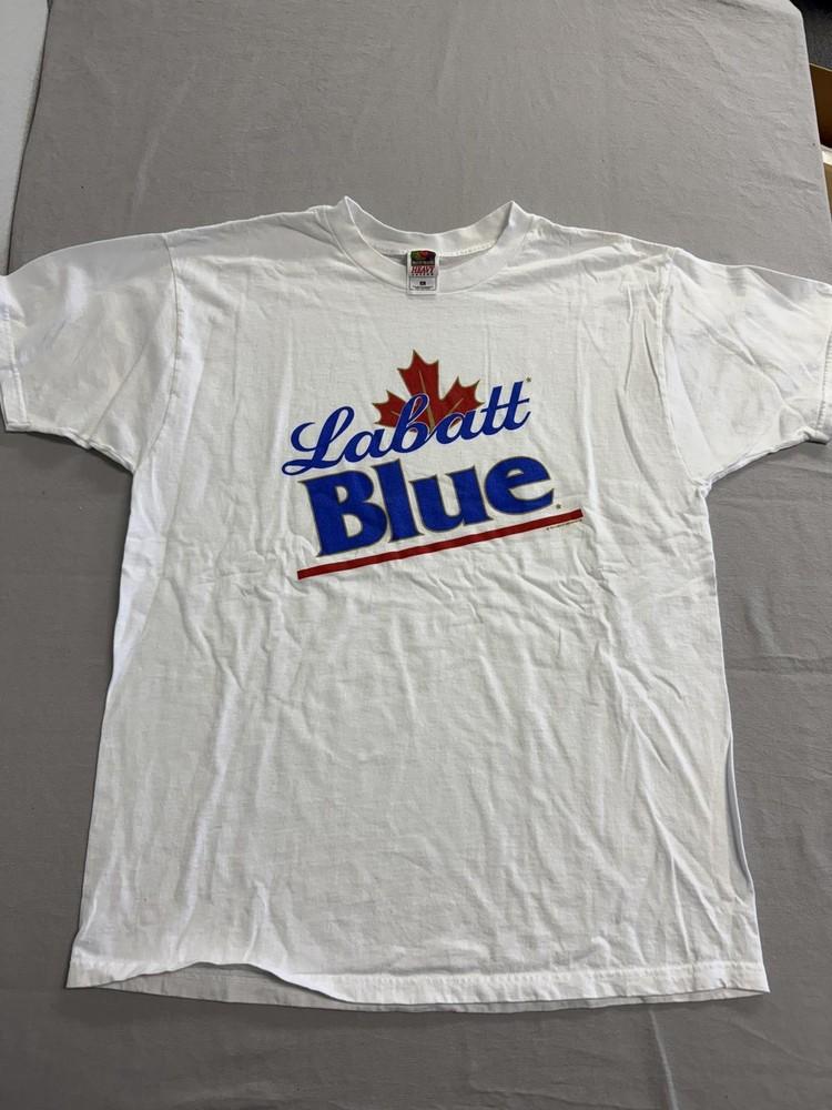 Vintage Labatt Blue Beer Logo T-shirt Canadian Leaf Tee XL Unisex T-Shirt S