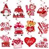 24Pcs Valentine's Day Hanging Swirl Decorations, Valentine Hanging Swirls Ceiling Foil Decorations Red Valentines Heart Gnomes Swirl Hanging