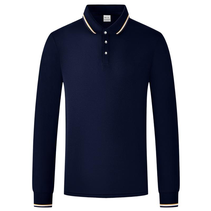 Amerikanischer Stil Locker Langarm Herren Freizeit Atmungsaktiv Einfarbig Golf Poloshirt