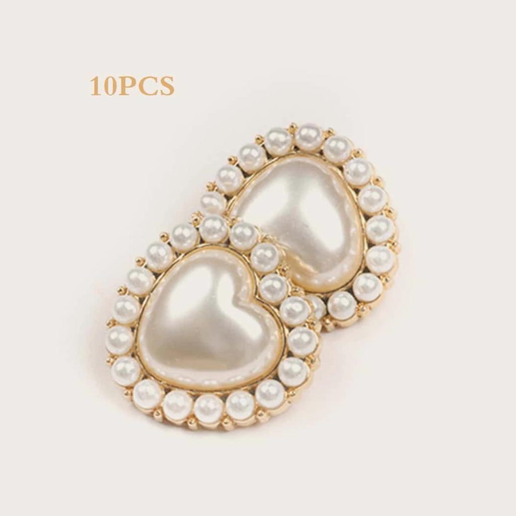 10pcs-23MM Alloy Shiny Rhinestone Pearl Clothing Buttons DIY Clothing Sewing Button Handmade Needlework Decorative Sewing