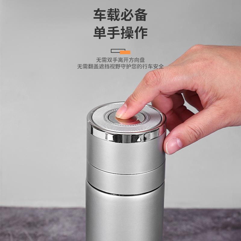 Simple One-click Open Lid Stainless Steel Thermos Cup Portable Car Gift Cup Business Tea Separation Tea Cup