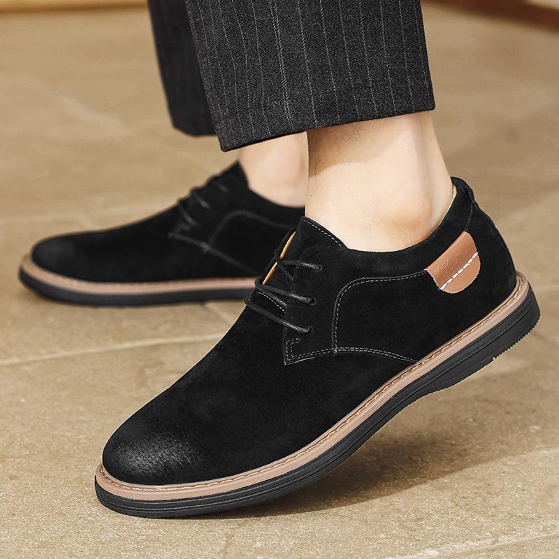 Zapatos Oxford clásicos de cuero genuino para hombres, zapatos planos, zapatos casuales de cuero de ante cómodos, mocasines, zapatos de negocios para hombre