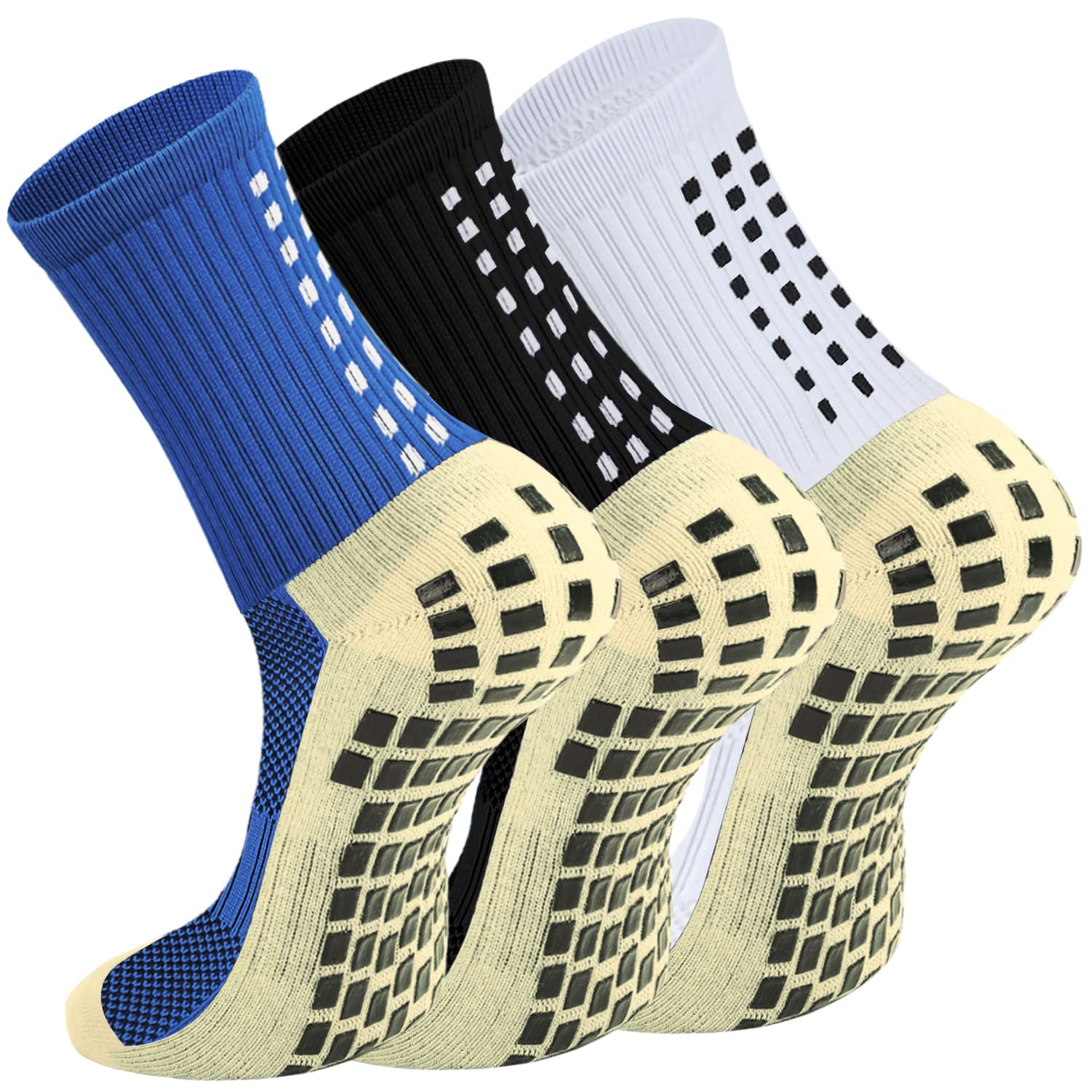 

MOOKISOO Set of Designed by Active with Durable Ribbed Cotton Crew Antibacterial and Perfect for Outdoor and Plus Sizes 3-Pair Non-Slip Socks,