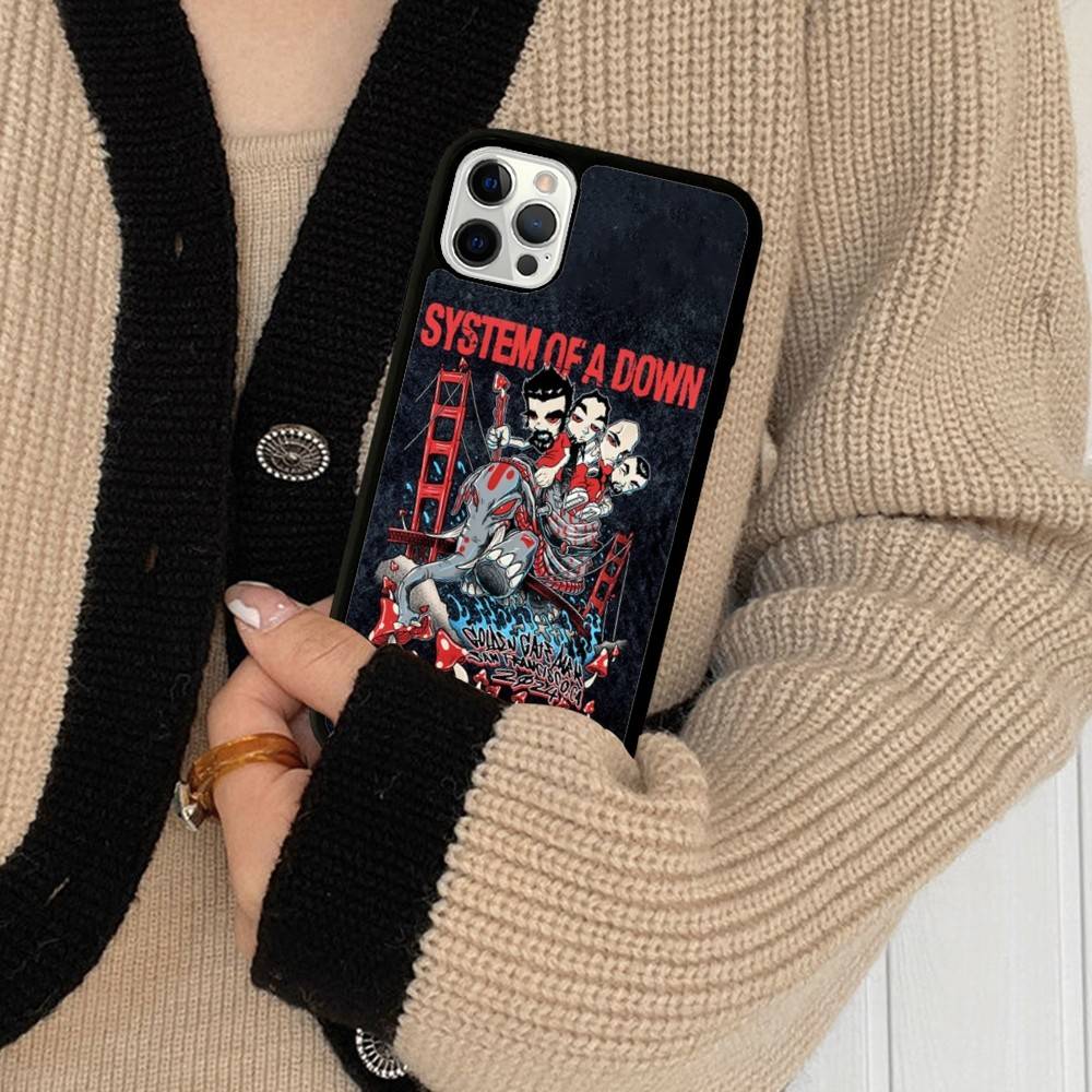 Metal Band System Of A Down PC+TPU Phone Case For IPhone 17 16 15 14 13 12 11 Pro Max Plus Kawaii Cartoon Cover