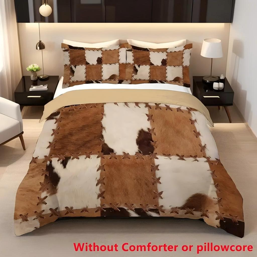 Splicing Cowhide 3D Printed Duvet Cover For Kids Teens Adults Soft Bedding Cover Pillowcase Splicing Design Home Quilt Cover