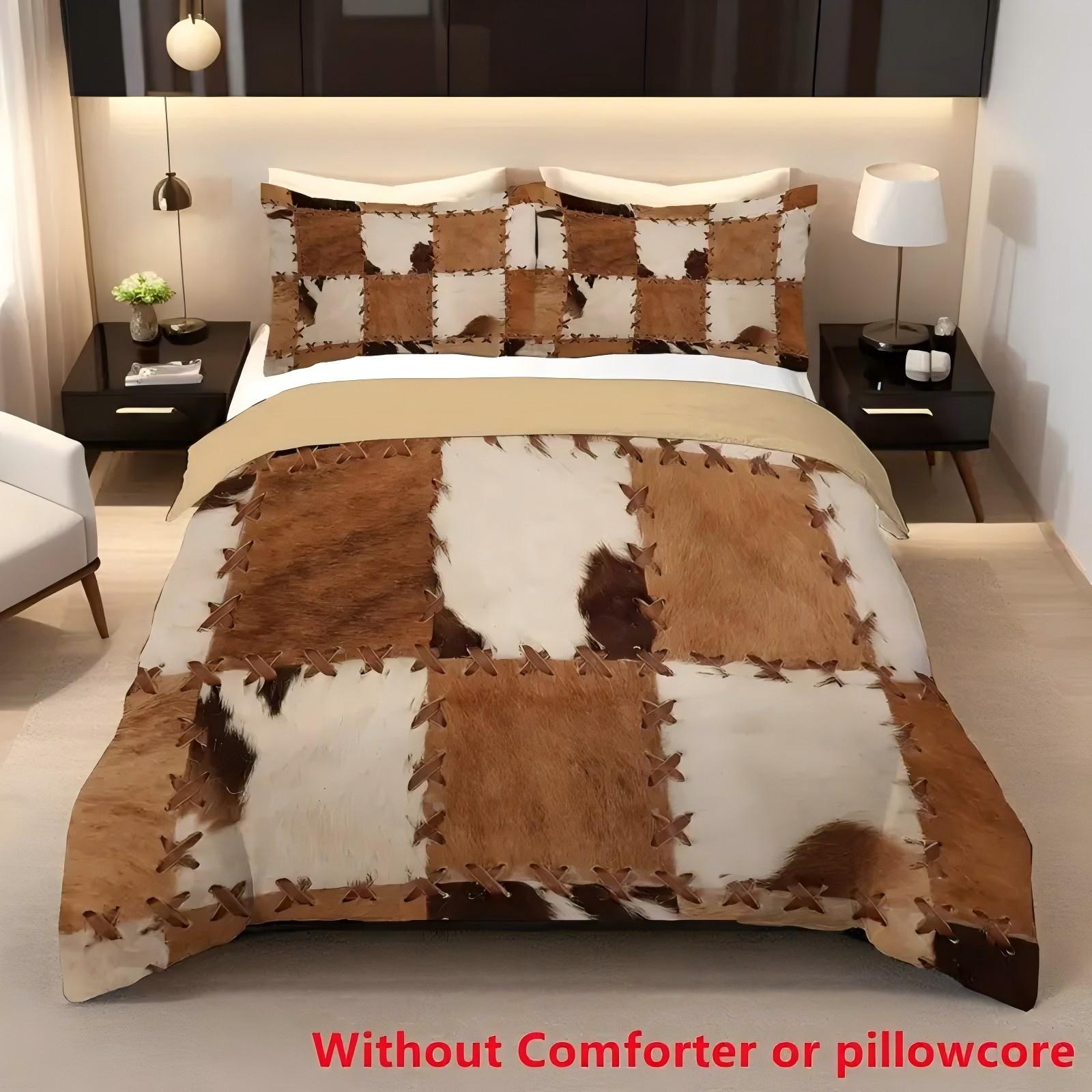 

Splicing Cowhide 3D Printed Duvet Cover For Kids Teens Adults Soft Bedding Cover Pillowcase Splicing Design Home Quilt Cover 135x200cm 2pcs