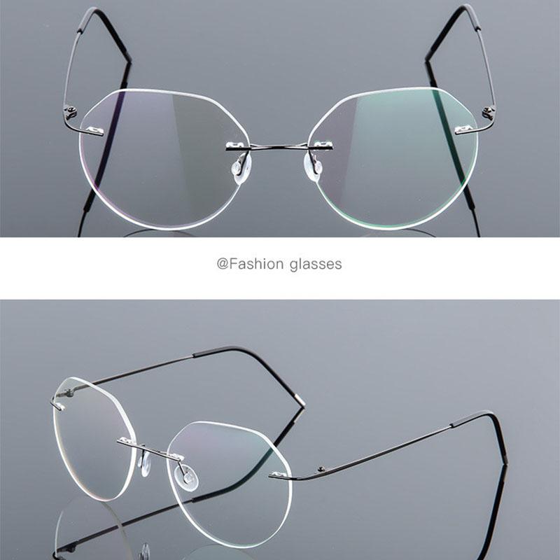 Polygon Foldable Flexible Ultra Light Titanium Alloy Myopia Eyeglasses Rimless Optical Glasses -0.5 -0.75 -1.0 -1.5 To -6.0