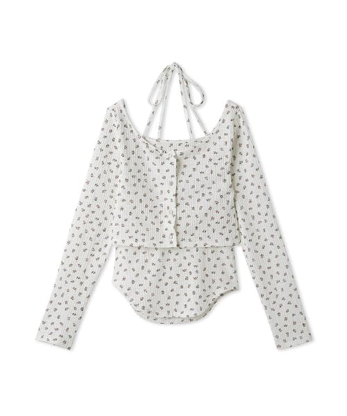 

Lily Brown Cardigan Halter Cami Top in FLOWER Women s (LWCT251115)