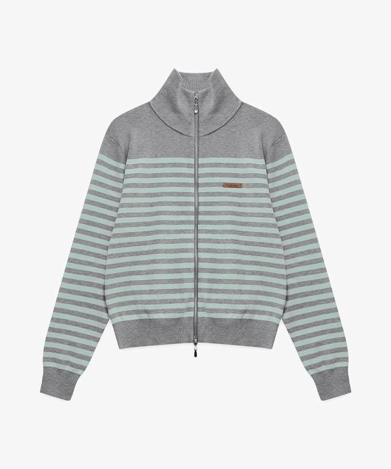 MARIE CLAIRE Striped Two-Way Knit Zip-Up (Magakc10Mgy)