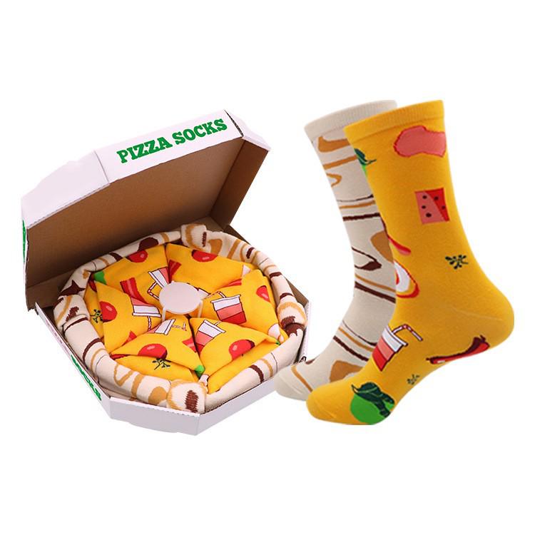 Pizza-themed Mid-Tube Funny Socks Gift Box for Men & Women – Perfect Christmas Gift for Couples
