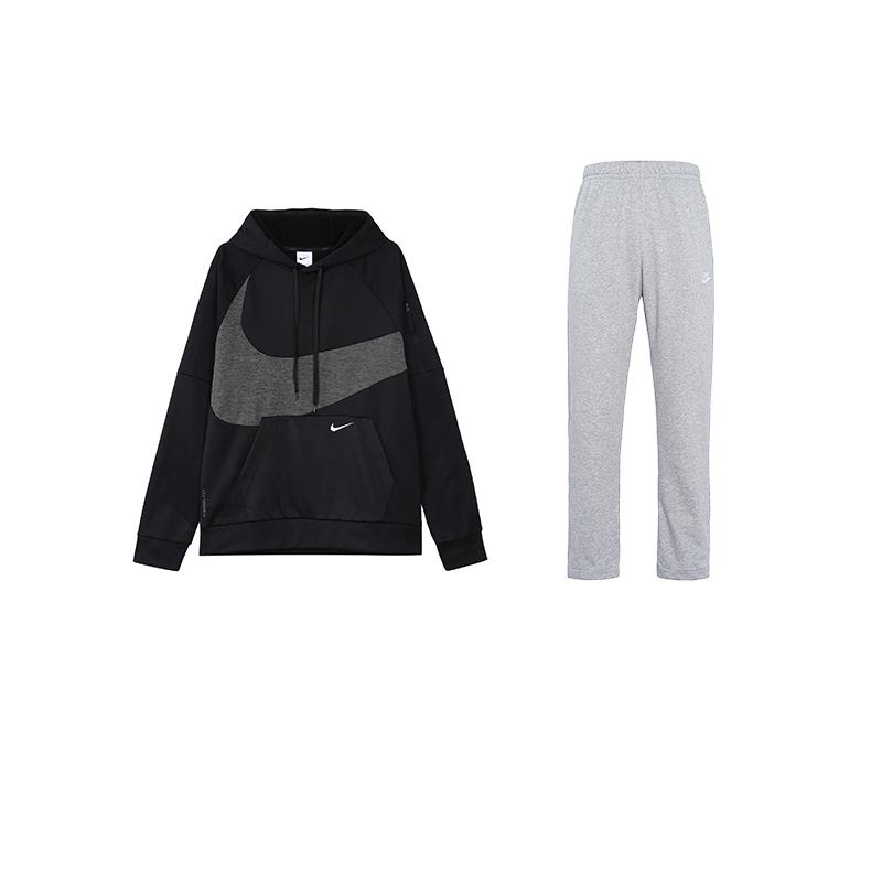 

Nike Hooded Pullover Long Sleeve Mid Waist Elastic Pants Sweatshirt Set Men sweatshirt set DQ5402-010+BV2714-063 L