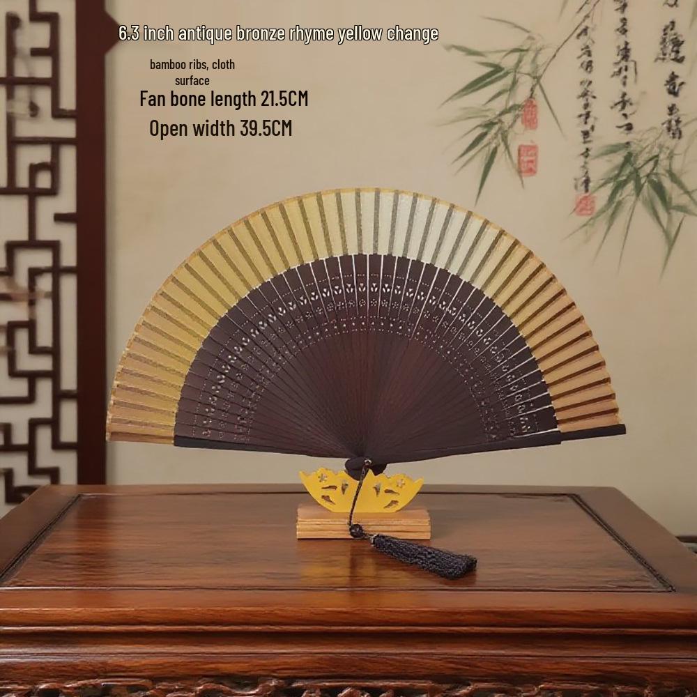 Classic Black Bamboo Folding Fan - Chinese Style Mosquito Repellent for a Cool Summer Breeze