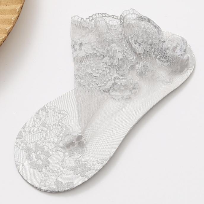 1 Pair Ultra-Thin Lace Ankle Socks Breathable Mesh Socks for Spring and Summer