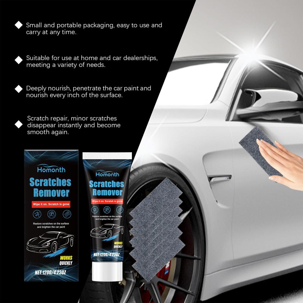 Homonth Car Scratch Repair Kit Gentle Cleaning, Scratch Removal, Anti-Stain, Paint Touch-Up and Scratch Repair Paste, Suitable for Cars 1 Set