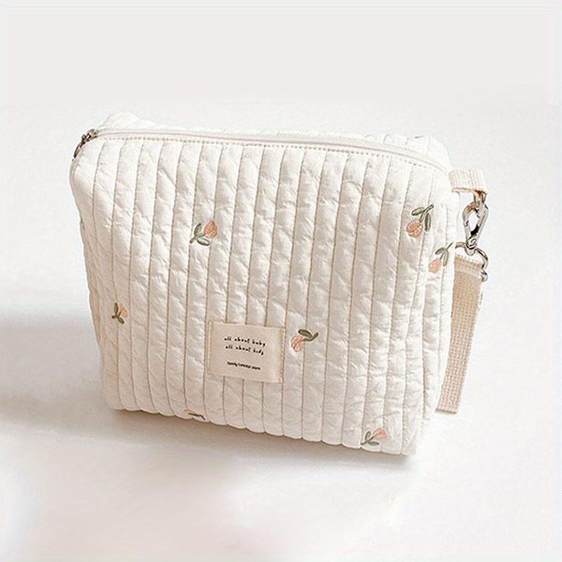 1pc Embroidered Diaper Bag For, Reusable Stroller Organizer with Wet/Dry Compartment, Portable Zipper Pouch for Moms