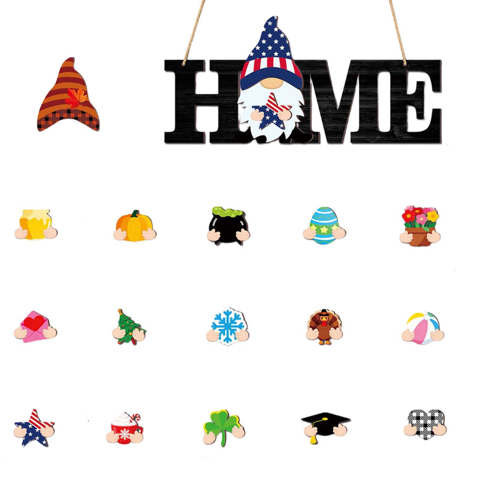

Dwarf Magnetic Wooden Interchangeable Holiday Home Decor Hanging Tag Ornament One Size