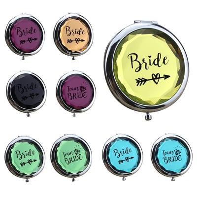 Specchio Portatile per Trucco Sposa/Team Specchio Cosmetico Rotondo Damigella d'Onore Decorazione Matrimonio Bomboniera Forniture per Festa Addio al Nubilato