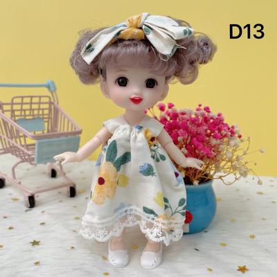 17CM Mini Movable Doll Girls Toy 3D Big Eyes BJD Princess Full Outfits Dresses Collection Childrens Doll Gift