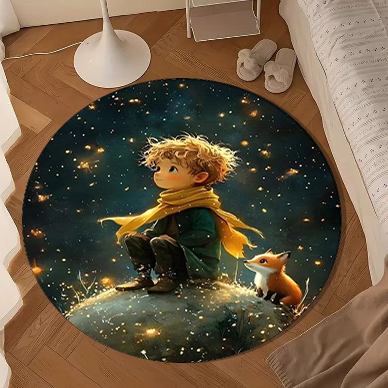 Prince's Nightly Embrace Round Rug for Livingroom,Bedroom, Palyroom, Chair Rug, Area rug, Circle Carpet, Large Size Fan Christmas gift