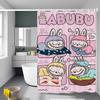 Cute L-labubu Cartoon Shower Curtain Bath Curtain Print Polyester Fabric Waterproof Bathroom Curtains With Hooks Bath Screen