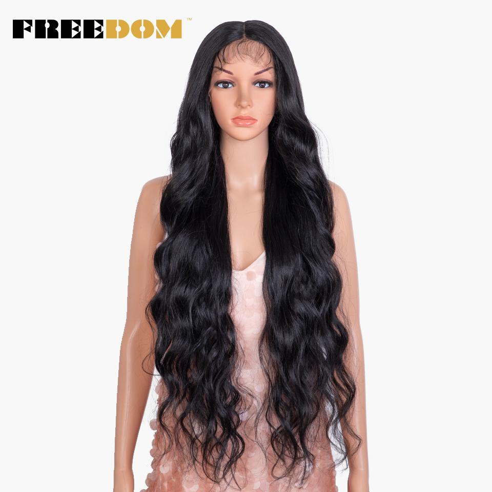 

FREEDOM Synthetic Lace Front Wig 36 inch Body Wave Wigs For Women Ombre Blonde Ginger Highlight Wig Long Wavy Cosplay Wigs (as the picture,36inches)