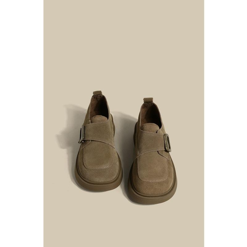 

[Ziyan] Маленькие кожаные туфли в британском стиле женские туфли на платформе 2025 новая осень и зима ретро для работы Doudou одинарные туфли 40 хаки