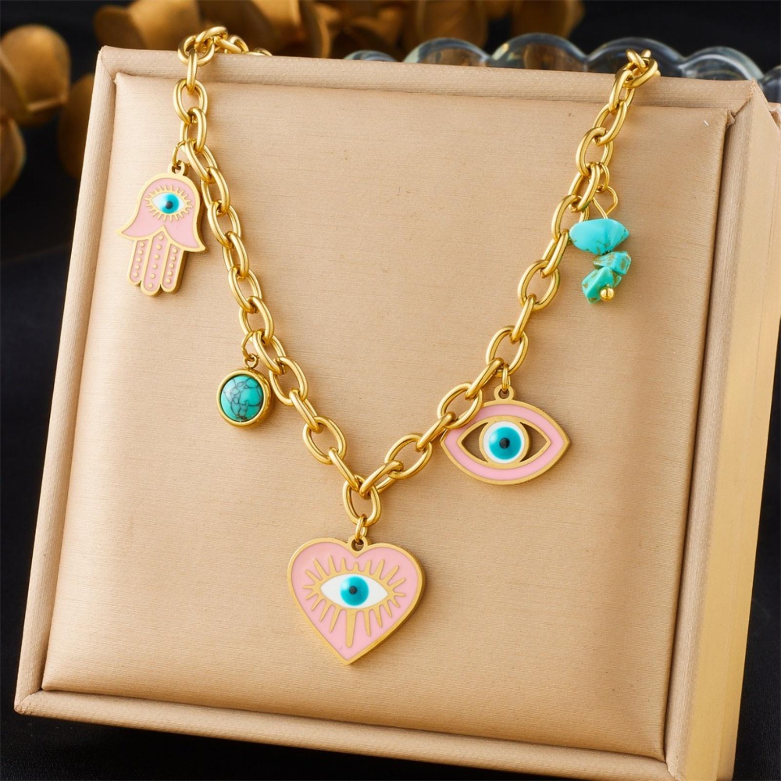 

1 Piece 18K Gold Plated Large Pendant Charm Necklace 304 Stainless Steel For Women Exquisite Stylish Gift 40+6cm long No box