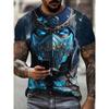 Men's Stylish Warrior Graphic T Shirt Clothes Full Print Short Sleeve Crew Neck Casual Tshirts Tops New In Mens Tees Streetwear