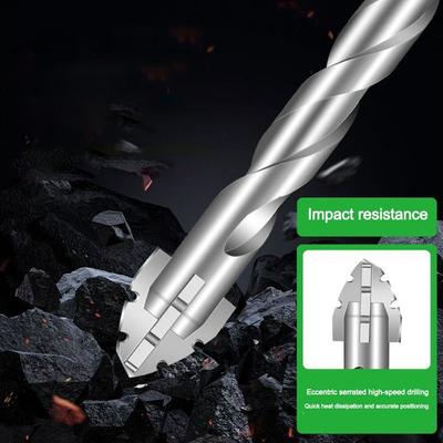 Four-Edged Eccentric Drill Bit Skewed Head High Hardness Concrete Drill Bit Set Serrated Hexagonal Shank Drill Bit Set