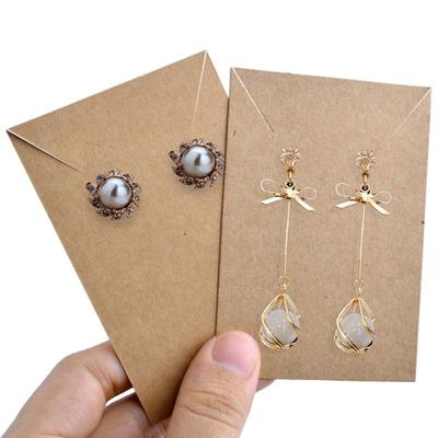 1 Set Packing Plastic Practical Hard Necklace Jewelry Kraft Paper Card Holders Ear Studs Hang Tags