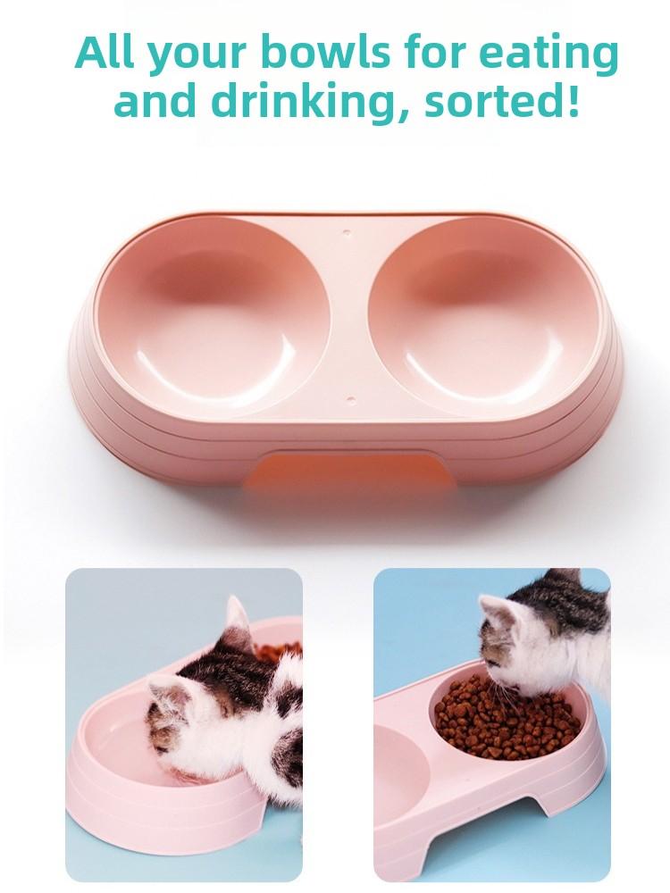 Podwójna miska zintegrowana dla psa, miska na wodę dla kota, zapobiegająca przewracaniu, łatwa do czyszczenia, uniwersalna miska dla zwierząt domowych, kotów i psów