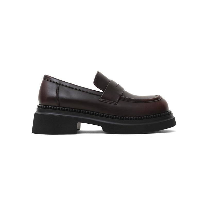 British style retro polished thick-soled lazy loafers, small leather shoes, one pedal, trendy Huizhou women's shoes