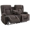 Loveseat Recliner Sofa, Power Reclining Couch with Heating & Massage, Suede Electric Recliner Sofa with Center Console, USB Ports, Cup Holders & Side