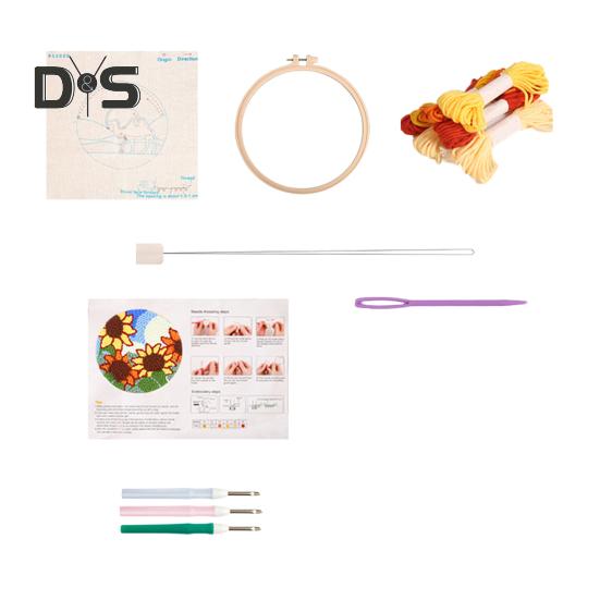 Punch Stitch Kit Healing Weave Punch Stitching Kit für Erwachsene und Kinder, DIY Punch Needle Stickset mit Werkzeug, Garne, Hoop für Anfänger