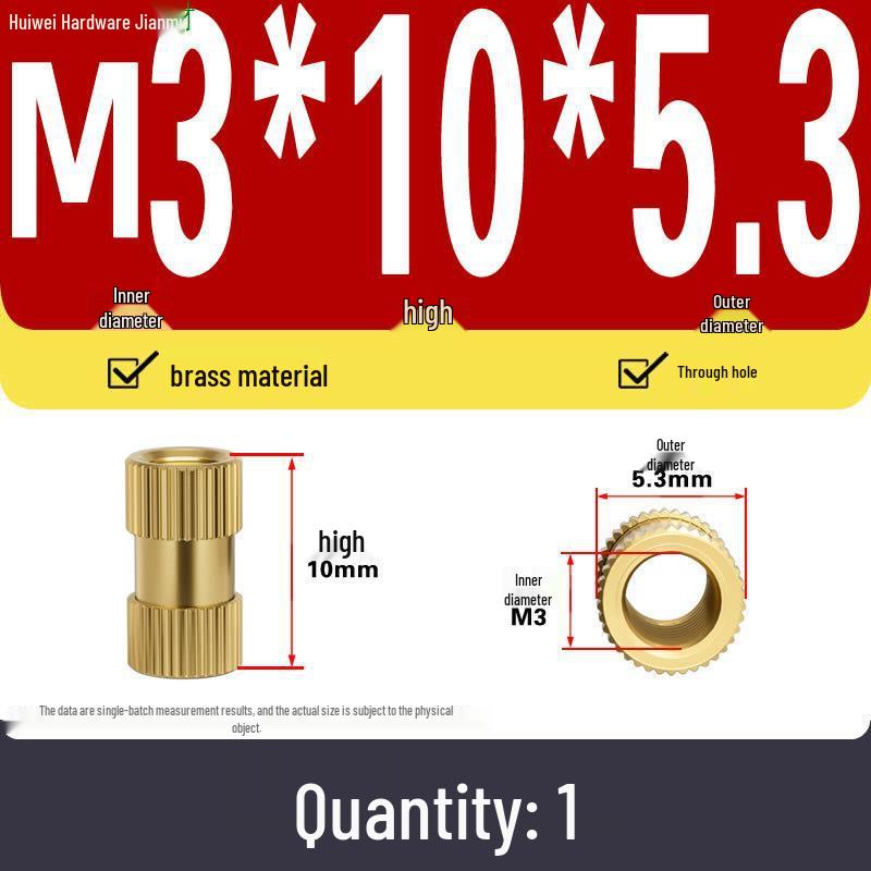 Zwei-Wege-Spritzguss Kupfer Rändelmuttereinsatz (M2-M8)