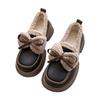 Height-increasing Velvet Small Leather Shoes Women's Winter New Bow Muffin Bottom Mary Jane Shoes Cotton Shoes