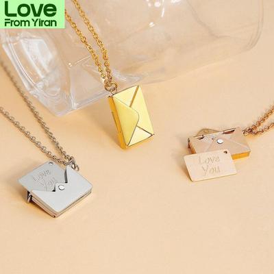 Envelope Locket Necklace With Stainless Steel Gold Silver Color Love You Secret Message Pendant Necklace For Mother 'S Day Gift
