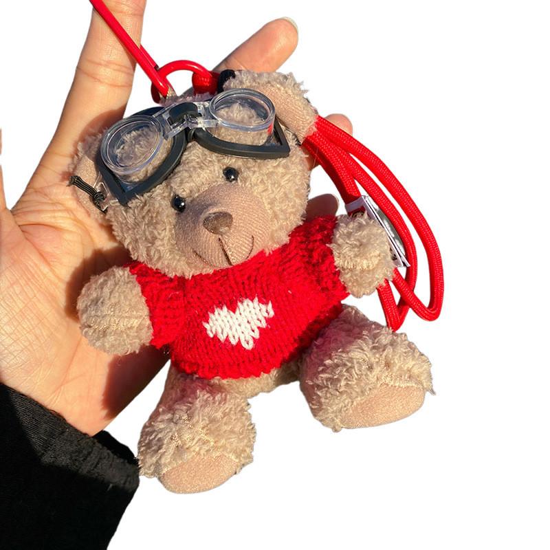 Ins Internet Celebrity Pilot Teddybär Plüsch Anhänger Kreative Puppe Niedliche Bär Puppe Schlüsselbund Tasche Hängendes Geschenk