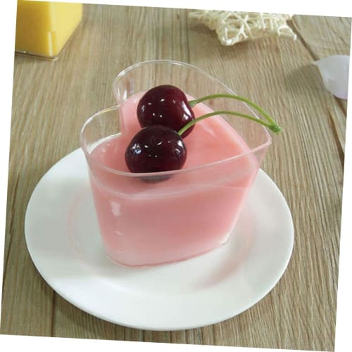 FRCOLOR 10-Piece Heart-Shaped Air Canister with Lid, Cake Container, Dessert, Red, Cake Canister, Portable, Party Tiramisu Canister, Plastic, Transpar