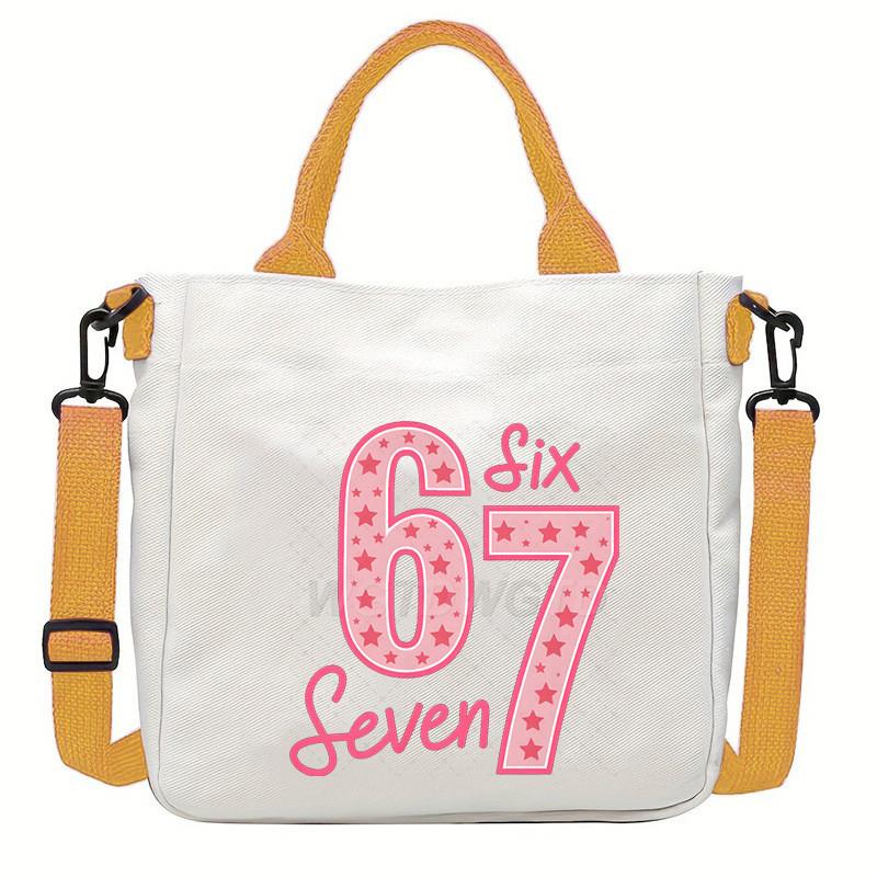 Steal a Brainrot 67 Unicorn Printed Student Crossbody Bag Casual Canvas Shoulder Bags