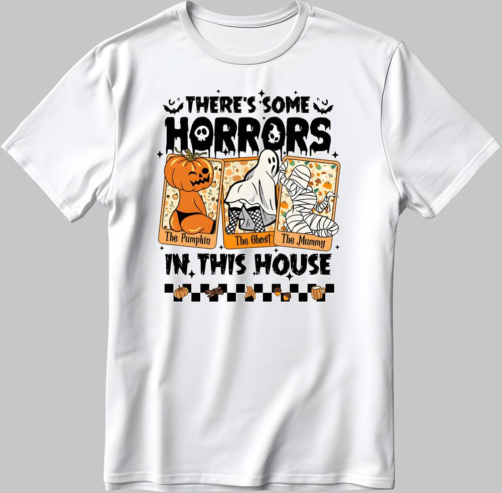 

В этом доме есть кое-какие ужасы S. Рукав Мужская / Женская футболка V075 S