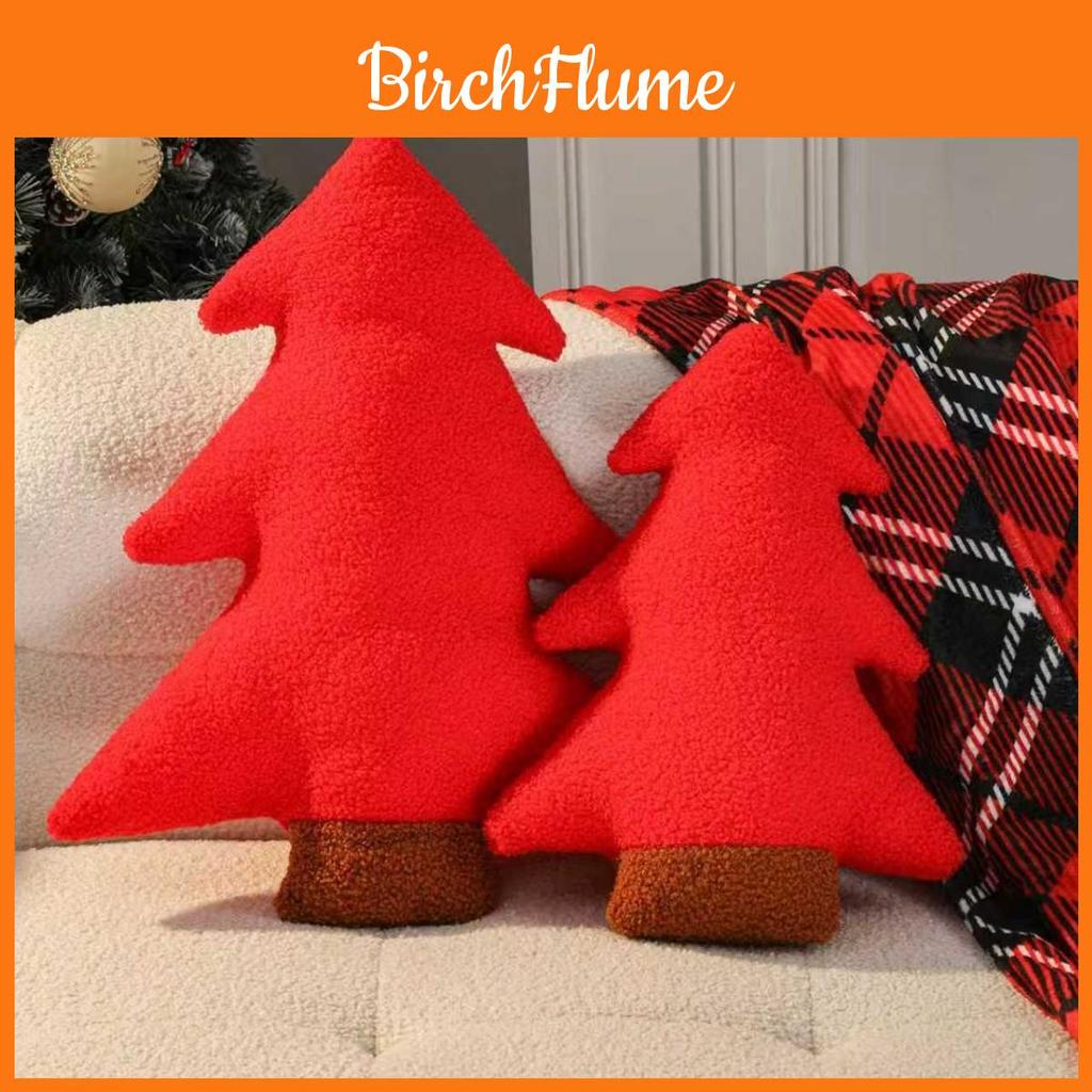Christmas Tree Plush Pillow With Plant Flower Pattern For Home Decor And Sofa Cushion