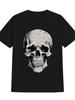 Lässiges T-Shirt mit Rundhalsausschnitt und Totenkopf & Riss-Design - Schwarz