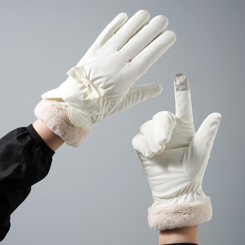 New Autumn and Winter Warm Gloves for Women Fleece and Thickened  Outdoor Cycling Sports Windproof Touch Screen Bear Gloves