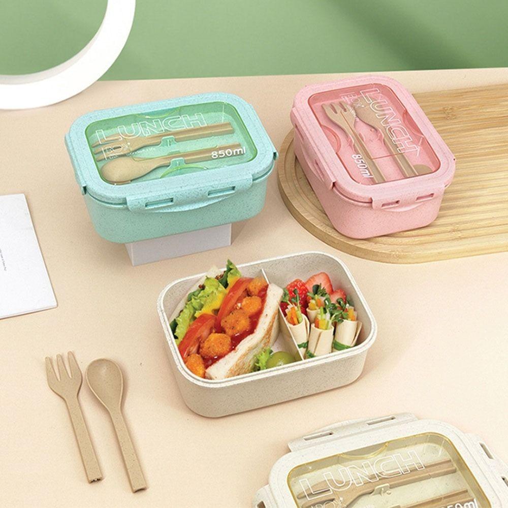 Portable Compartment Lunch Container Leakproof Wheat Straw Food Container for Kitchen