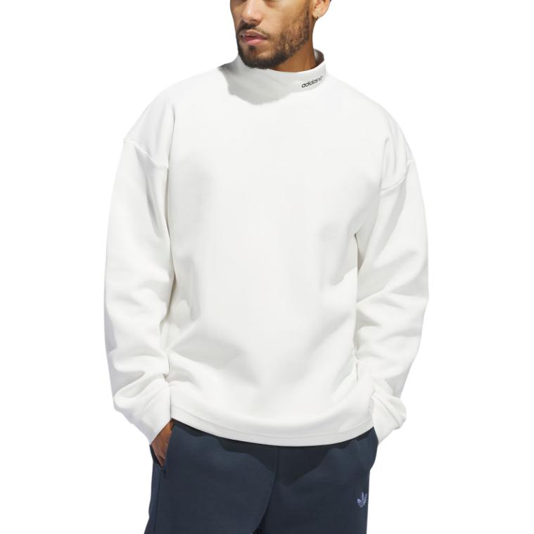 Adidas Originály Mock FW24 Basketbalová móda Pohodlná Logo značky Sportovní ležérní Pulovrová mikina Unisex mikina Bílá IY7377