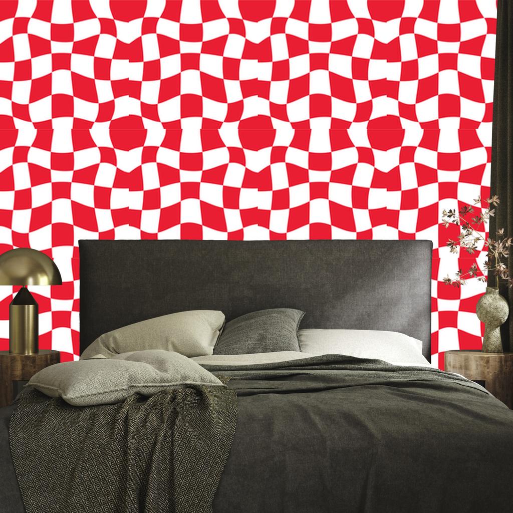 Wallpaper Free checkerboard red and white, coral background 50x1000